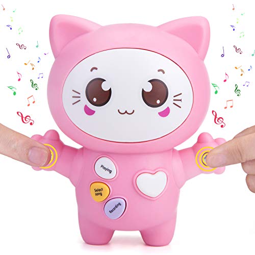 Product Cover Sopu Touch Music Recording Cat Toys, Transmit Love Express Interactive Toy with Play Notes & Music, Bright LED Light, Demo and Talking Smart Gifts Cat Toy for Kids/ Lovers (Pink)