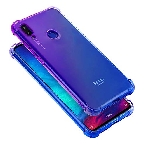 Product Cover Trihey for Xiaomi Redmi Note 7 Case, Xiaomi Redmi Note 7 Pro Case .Shockproof Multi-Color Gradients Anti-Fall Soft Silicone Anti-Drop TPU Case for Xiaomi Redmi Note 7/7 Pro (Purple&Blue)