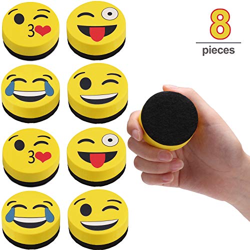 Product Cover Whiteboard Eraser - Magnetic Dry Erase Eraser, Cute Smiley Magnetic Dry Erase Eraser, for Classroom decor, Office meeting - 8 pieces