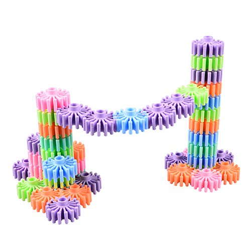 Product Cover HAPPYMATY Gears Building Blocks Puzzles Sets 18pcs Interlocking Plastic Building Toys STEM Educational Toys for 3 Years and up Girls Boys