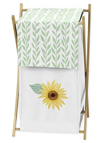 Product Cover Sweet Jojo Designs Baby Kid Clothes Laundry Hamper, Farmhouse Watercolor Flower, Yellow/Green and White Sunflower Boho Floral