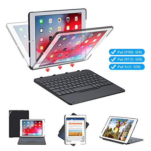 Product Cover iPad 9.7 Bluetooth Keyboard Case, Yoozon Detachable Auto Sleep/Wake 7 Colors Backlight Wireless Bluetooth Keyboard Compatible with iPad 2018 (6th Gen),iPad 2017 (5th Gen), iPad Air 1