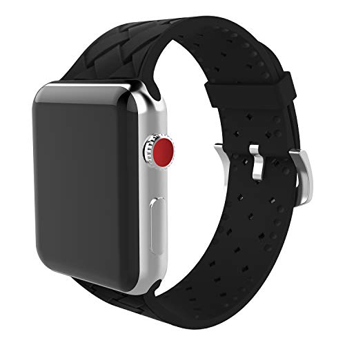 Product Cover MITERV Compatible with Apple Watch Band 38mm 40mm 42mm 44mm Soft Silicone Replacement Band for Apple Watch Series 4,3,2,1 Black