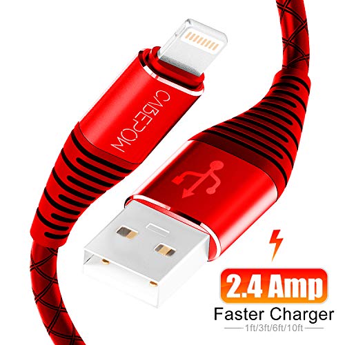 Product Cover 3Pack 6ft Charger Cable CABEPOW for Long 6 Foot iPhone Charger Cord/Data Sync Fast iPhone USB Charging Cable Cord Compatible for iPhone X Case/8/8 Plus/7/7 Plus/6/6s Plus/5s/5,iPad Mini Case(Red)