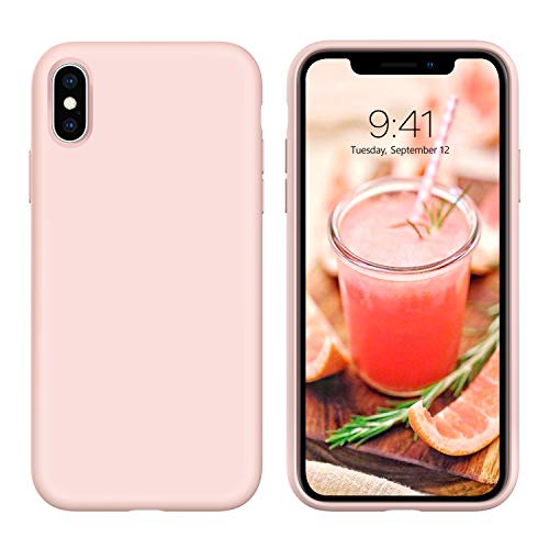 Product Cover YINLAI iPhone Xs Case Slim Silicone, iPhone X Case Light Pink, Heavy Duty Hybrid Hard PC Soft Rubber Dust Proof Full Body Protective Non-Slip Grip Bumper Girl Women Phone Cover for iPhone Xs/X, Pink