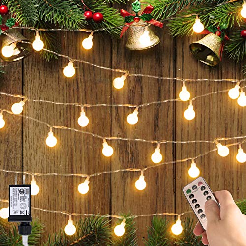 Product Cover 33FT 100LED Globe Ball String Lights, Fairy String Lights Plug in, 8 Modes with Remote, Decor for Indoor Outdoor Party Wedding Christmas Tree Garden, Warm White