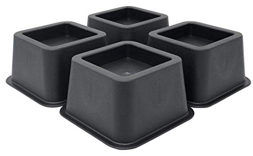 Product Cover DuraCasa Bed Risers - Raises Your Bed or Furniture to Create an Additional 2 Inches of Storage! Reinforced New Heavy-Duty Design to Hold Over 2000 LBS! Desk or Sofa Lift (Black 4 Pack)