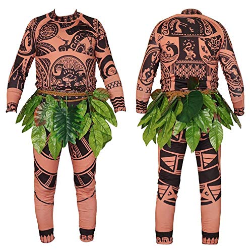 Product Cover Maui Tattoo Clothing/Maui Suit/Mens Maui Costume ，Moana Maui Costume Halloween Adult Maui Men's Cosplay Costume