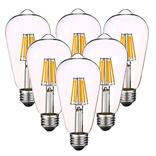 Product Cover Dimmable 8W Vintage LED Edison Bulb 4000K Daylight White,Equivalent 80W, High Brightness 800LM, ST64 Antique LED Filament Bulbs, E26 Medium Base,Clear Glass, Pack of 6