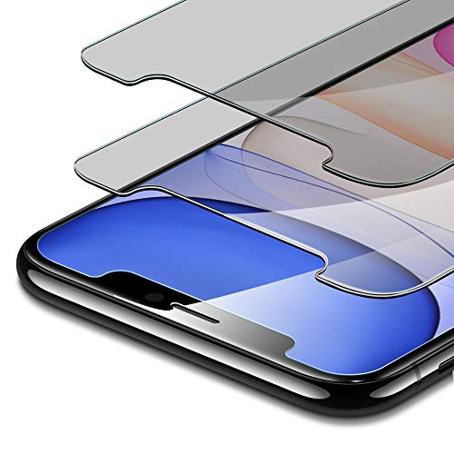 Product Cover ESR [2-Pack] Tempered-Glass Privacy Compatible with iPhone 11 Screen Protector/iPhone XR Screen Protector, Easy Installation Frame, Anti-Spy, Case-Friendly, for iPhone 11 & iPhone XR