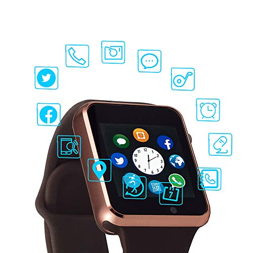 Product Cover Smart Watch Color Touch Screen Bluetooth Smart Watch Sports Smart Watch TF/SIM Card Slot Smart Watch Multi Function Smart Watch Compatible with Samsung Android iPhone iOS Kids Women Men (Gold)