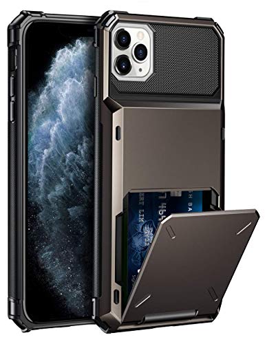 Product Cover ELOVEN Case for iPhone 11 Pro Max Case Wallet with Card Holder Card Slot Hidden Credit Card ID Shock Absorption Heavy Duty Drop Protection Bumper Protective Cover for iPhone 11 Pro Max, Gun Metal