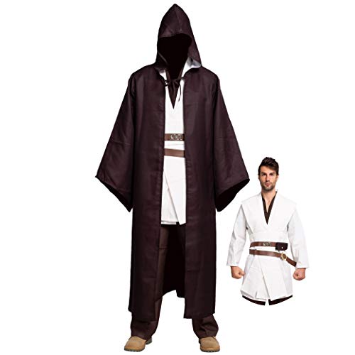 Product Cover Spooktacular Creations Full Set Tunic Hooded Robe Cloak Jedi Costumes Outfit for Halloween Cosplay (Large)