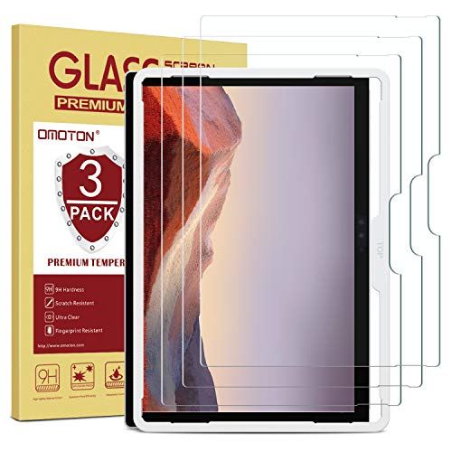 Product Cover OMOTON [3-Pack] Screen Protector for Surface Pro 7 6 5 4 [12.3 Inch] - Tempered Glass/Guide Frame/Scratch Resistant