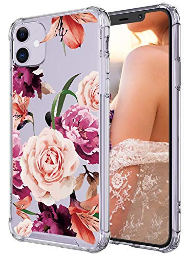 Product Cover Case for iPhone 11,Cutebe Shockproof Series Hard PC+ TPU Bumper Protective Case for Apple iPhone 11 6.1 Inch Crystal (Floral)