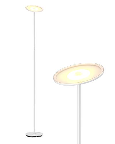 Product Cover LED Torchiere Floor Lamps, Gladle Dimmable Tall Standing Lights for Living Room Bedroom Office, Super Bright Modern Sky Floor Lamp Uplight with 5 Brightness Levels, Work with Smart Plug, Warm White