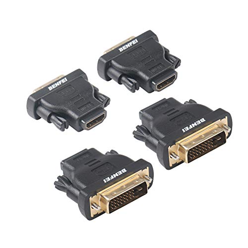 Product Cover DVI to HDMI, Benfei Bidirectional DVI (DVI-D) to HDMI Male to Female Adapter with Gold-Plated Cord 4 Pack
