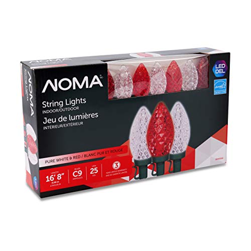 Product Cover NOMA LED Christmas Lights | 25-Count C9 Red and Clear Pure White Bulbs | 16' 8