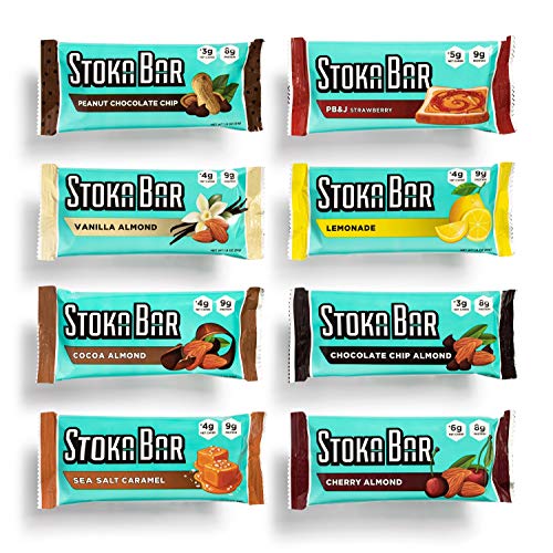 Product Cover Stoka Bars| 8-Flavor Variety Pack | All Natural Energy Bar | High Protein Low Carb | Keto and Vegan Friendly | 8 Count