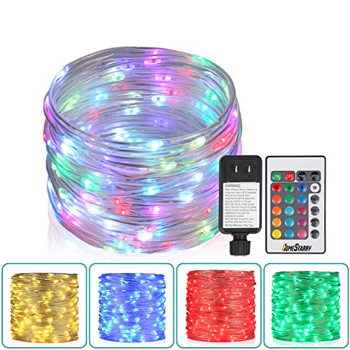 Product Cover 33Ft Outdoor Led Rope Lights, Christmas Fairy Lights Plug in 100 LEDs Color Changing String Lights with Remote Waterproof Led String Lights for Outdoor, Wedding, Party, Garden, Home Decor, 16 Colors