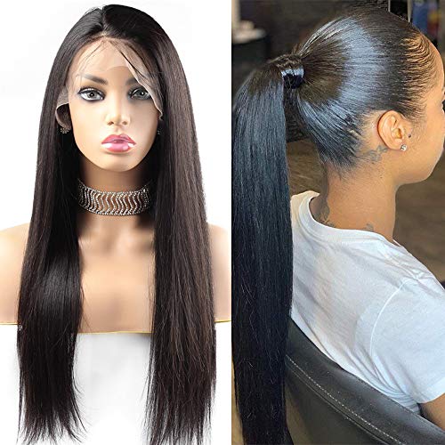 Product Cover Giannay Straight Lace Front Wigs Glueless Wig for Black Women Synthetic Lace Wig 180% Density Wigs Pre Plucked Hairline With Baby Hair Heat Resistant