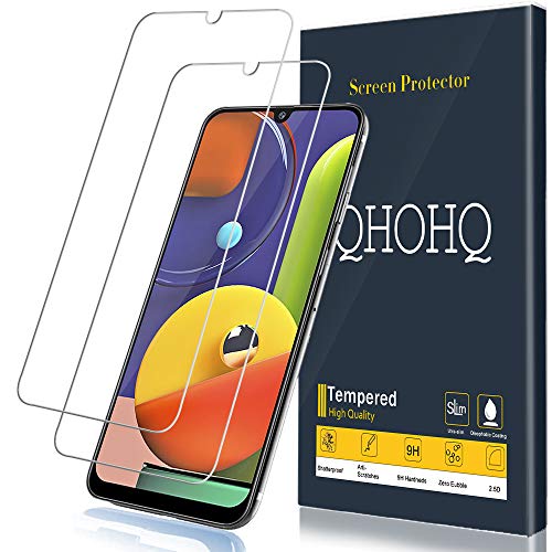 Product Cover [2-Pack] QHOHQ Screen Protector for Samsung Galaxy A20, A50, A20S, A50S, A30S, M30S,[9H Hardness] HD Transparent Scratch-Resistant [Bubble Free] Tempered Glass
