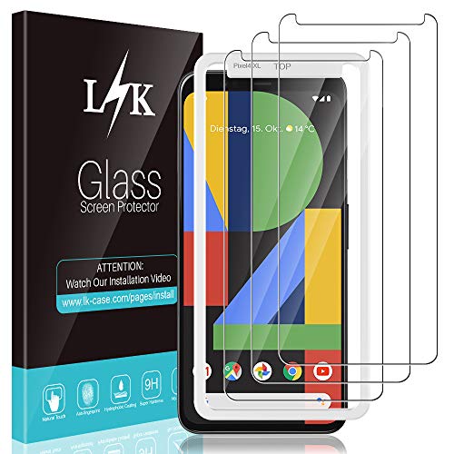 Product Cover [3 Pack] L K Screen Protector for Google Pixel 4 XL, [New Verison] [Easy Installation Tray] Tempered-Glass 9H Hardness, Case Friendly