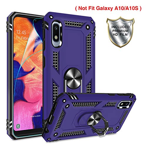 Product Cover Gritup Galaxy A10e Case,Galaxy A10e Cases with HD Screen Protector, 360 Degree Rotating Metal Ring Holder Kickstand Armor Anti-Scratch Bracket Cover Phone Case for Samsung Galaxy A10e Purple