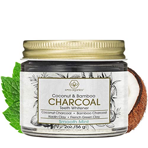 Product Cover Natural Activated Charcoal Teeth Whitening - (2oz.) Premium Organic Coconut & Bamboo Tooth Whitener Oral Powder with Kaolin Clay, Bentonite Clay, Peppermint & More for Brighter Smile & Healthier Gums