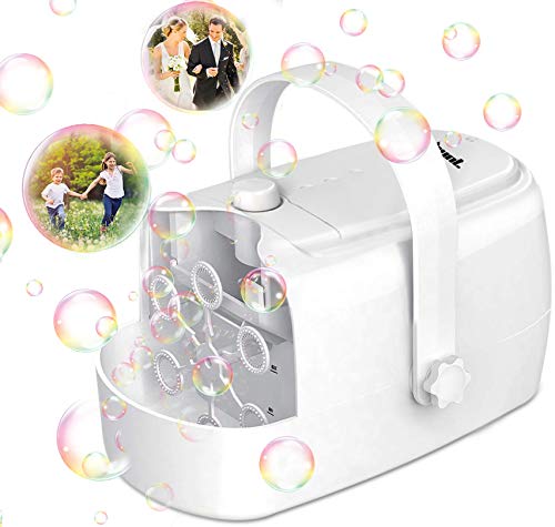Product Cover Zerhunt Bubble Machine, Durable Automatic Bubble Blower for Kids, Operated by Plug in or Battery with 2 Speed Level, White