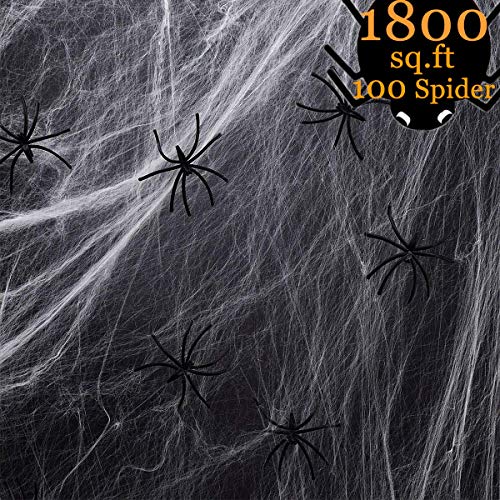 Product Cover MOLYHUA 1800sqft Fake Spider Web Halloween Decorations for Indoor and Outdoor - 100 Extra Spiders