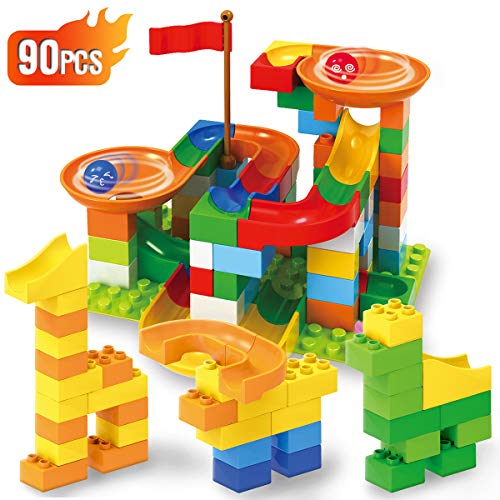 Product Cover Ranphykx Building Blocks Toys for Children Learning Colors with Marble Run for Kids Toy 90 Pieces