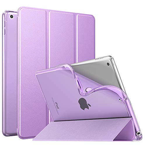 Product Cover MoKo Case Fit iPad 10.2 2019 (10.2 inch) - iPad 7th Generation 2019 Case with Stand, Soft TPU Translucent Frosted Back Cover Slim Smart Shell, Auto Wake/Sleep - Purple