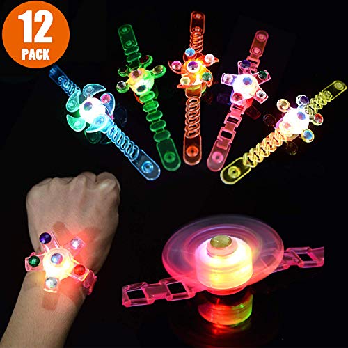 Product Cover Mikulala Glow in The Dark Birthday Party Favors for Kids Prizes Box Toys for Classroom 12 Pack Light Up Toys Hand Spin Stress Relief Anxiety Toys Bulk Fidget Toys Boys Girls
