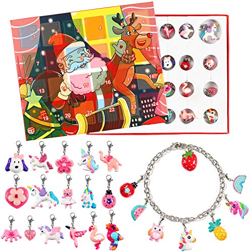 Product Cover Lorfancy 24 Days Christmas Advent Calendar 2019 Christmas Countdown Calendar 24 Charms with Bracelet Necklace Set Fashion Jewelry for Kids