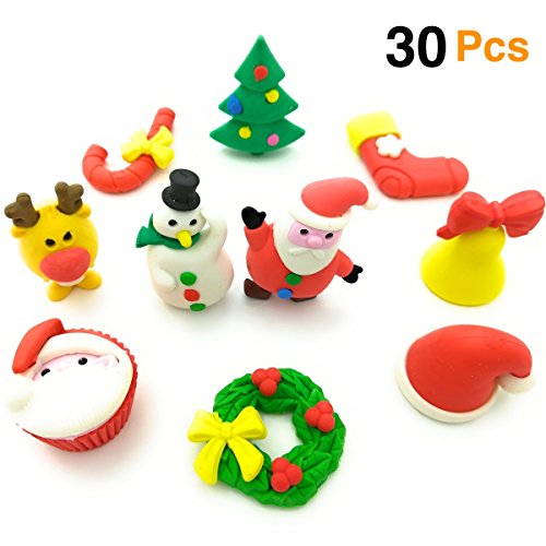 Product Cover OHill Christmas Erasers 30 Pack 3D Christmas Puzzle Erasers Christmas Novelty Erasers for Kids Christmas Party Favors Supplies