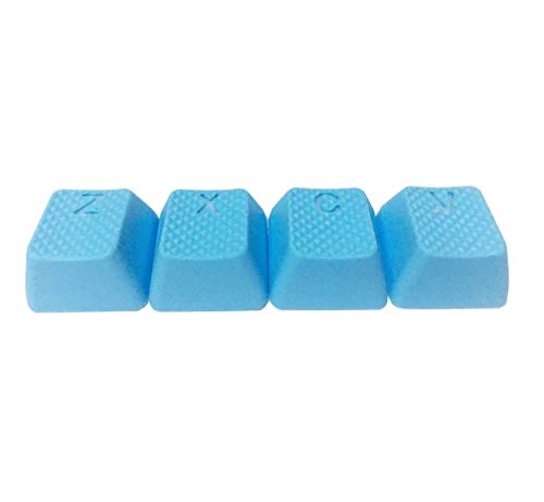 Product Cover Rubber Gaming Backlit Keycaps Set - 4 Keys for Z, X, C, V, Cherry MX Mechanical Keyboards Compatible OEM (Neon Blue)