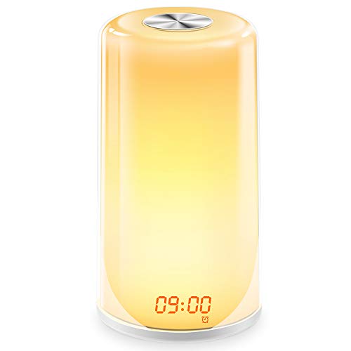 Product Cover Wake-Up Light Alarm Clock- Sunrise Simulation Digital LED Clock with 5 Natural Sounds & Snooze Function for Heavy Sleepers - Touch Control Dimmable Bedside Lamp, 7 Colors Night Light for Bedrooms