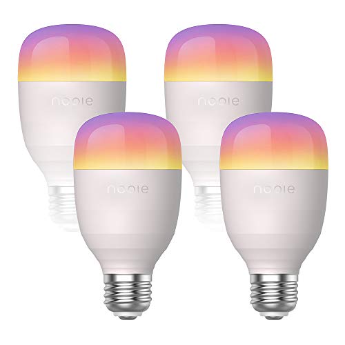 Product Cover Nooie Smart LED Bulb WiFi E26 Dimmable Multicolor Light Bulb Compatible with Alexa,Google Home,A19 10W Equivalent RGB Color Changing Bulb,Schedule &Timer,16 Million(No Hub) (Smart Bulb(4 Packs))