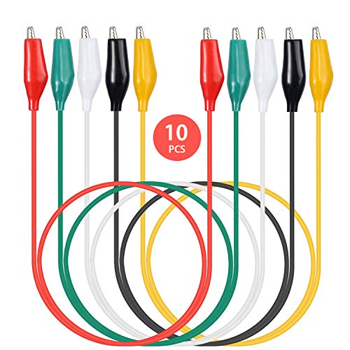 Product Cover KAIWEETS Electrical Alligator Clips Test Leads Sets Soldered and Stamping Jumper Wires for Circuit Connection/Experiment, 21 inches 5 Colors (10 PCS)