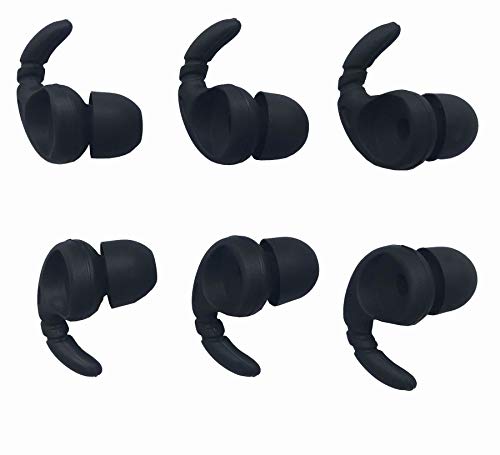 Product Cover Sports Earbud Stabilizers Fins Wing Noise Isolation Replacement Eartips Adapters for in Ear Earphones 4mm to 6mm Nozzle Attachment 3 Pairs Left and Right (Black)