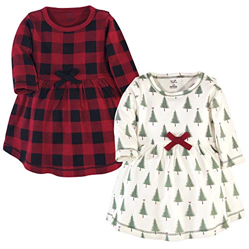 Product Cover Touched by Nature Girls, Toddler, and Baby Organic Cotton Long-Sleeve Dresses, Tree Plaid, 0-3 Months