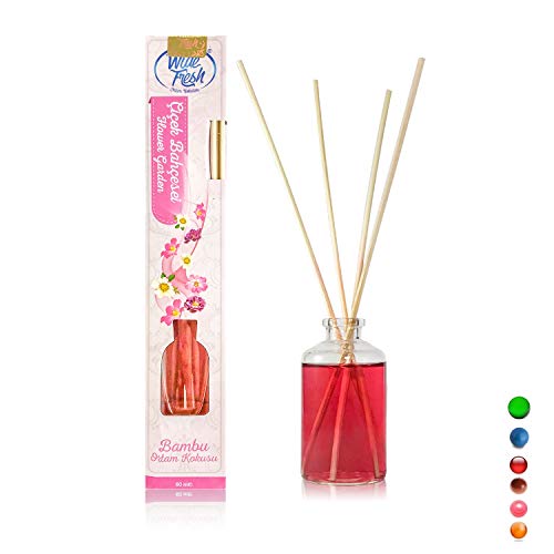 Product Cover Wide Fresh Reed Diffuser - Bamboo Reed Diffuser Sticks 60 ml - 2 oz  Natural Scented Long Lasting Fragrance - Relaxing Reed Diffusers - Bedroom Bathroom Decoration Oil Diffuser Sticks (Flower Garden)