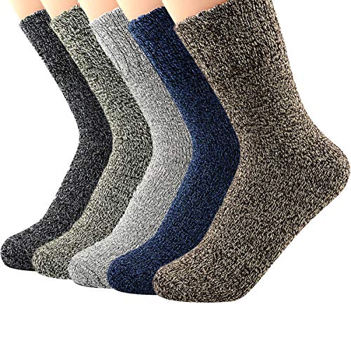 Product Cover Zando Mens Warm Thick Socks Cozy Wool Sock Comfort Mid Calf Sock Winter Athletic Socks Vintage Cashmere Sock Crew Socks