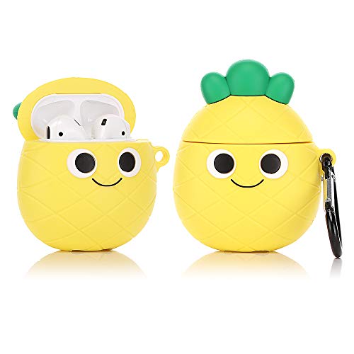 Product Cover LEWOTE Airpods Silicone Case Funny Cute Cover Compatible for Apple Airpods 1&2[Fruit and Vegetable Series][Best Gift for Girls or Couples] (Cute Pineapple)