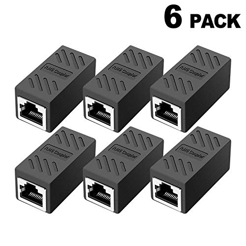 Product Cover RJ45 Coupler, in Line Coupler Cat7/Cat6/Cat5e Ethernet Cable Extender Adapter Female to Female (6 Pack Black)
