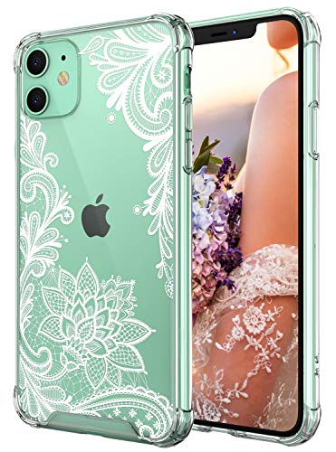 Product Cover Cutebe Case for iPhone 11, Shockproof Series Hard PC+ TPU Bumper Protective Case for Apple iPhone 11 6.1 Inch Crystal Lace Design(White)