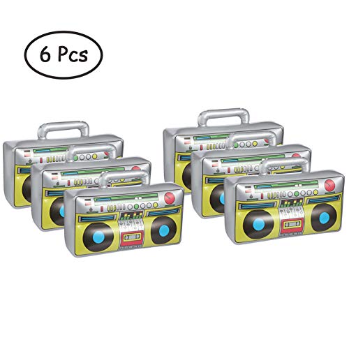 Product Cover 6 Pcs Inflatable Boombox Toy, 80's 90's Boom Box Party Supplies for Old School Themed Party, Hip Hop Accessories and Rappers B-Boys Party Decoration(16.5 Inches)