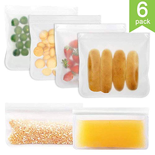 Product Cover scurry Reusable Storage Bags, Composed of Food Grade Material and Double Sealed Zipper, For Sandwich, Snacks, Fruits, Travel, Lunch Storage etc. (6 pack- 2 snack bags 4 sandwich bags)