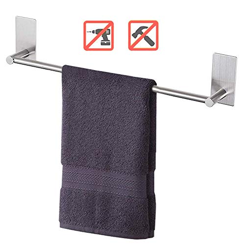 Product Cover NearMoon Self Adhesive 16-Inch Bathroom Towel Bar- Brushed Nickel Stainless Steel Bath Wall Shelf Rack Hanging Towel Stick On Sticky Hanger Contemporary Style，NO Drilling